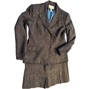First Issue Liz Claiborne Womens Sz 12 Tall Tweed Brown Skirt Suit Lined Career